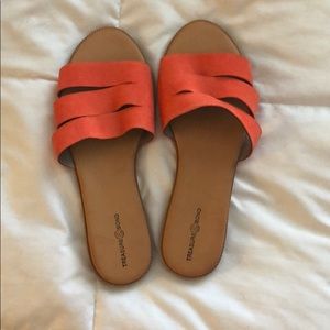 Orange Leather Slides